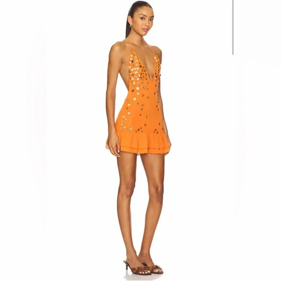 Jaded London Layered Button Mini Dress in Orange - Picture 10 of 16